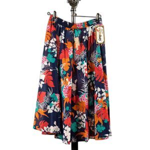 Vintage 70s Eccobay multicolored floral A line skirt size S